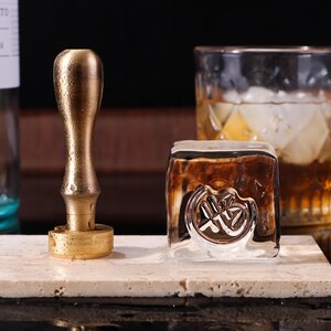 Sello de cubito de hielo personalizado, sello de latón para hielo, sello para bar, sello para hielo, sello con logotipo de empresa, regalo perfecto de verano.