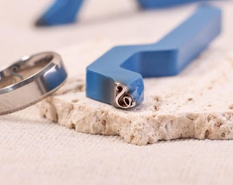 Custom Swan Neck Jewelry Stamp: Metal Logo, Silver Ring (2-5mm Size Options)