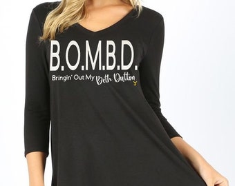 Yellowstone B.O.M.B.D. Bringin' Out My Beth Dutton 3/4 Sleeve Top