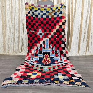 Moroccan Runner Rug,Colorful Runner Rug-Authentic rug-Azilal rug,Moroccan Berber Rug, Handmade Vintage Rug,Beni Ourain handmade Moroccan rug