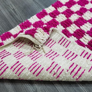 Large Pink and Red Checkered Rug, Moroccan Berber Checkered Rug ...