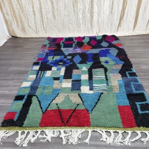 Amazing Multicolored Rug -Wool Shaggy Rug- Custom Fabulous Boujaad Rug - Beni Ourain Rug - Handmade Rug - Moroccan Berber Rug - Moroccan Rug