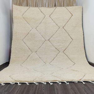 Moroccan rug, Berber carpet, Cream Wool rug, Handmade rug, White Beni ourain style, Cream Area rug, Tapis berbere,rug white , artissana