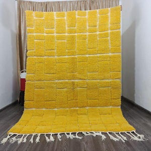 Morrocan Rug Yellow, Beni Ourain Rug, Handmade Rug, Moroccan Area Rug, Moroccan Berber Rug, Moroccan Rug ,orange rugs, rug Yellow Azilzl rug