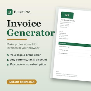Invoice Generator Tool | Custom Logo PDF Invoices (No Subscription)