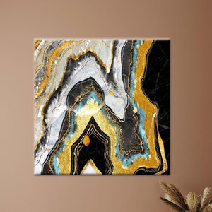 Gold Marble Art, Black Marble Decor, Luxury Marble Canvas, Shimmery Poster, Framed Canvas Art, Wall Art Decor, Personalized Gift, Wall Art