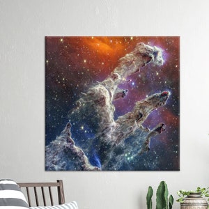 Decoración de pared de la NASA, arte en lienzo de nebulosa, telescopio James Webb, pilares de la creación, póster de cielo estrellado, arte de pared para decoración del hogar, arte moderno en lienzo,