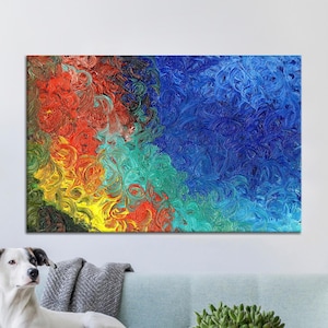 Colorful Canvas Art, Blue Art Decor, Colorful Abstract, Contemporary, Acyrlic Wall Art, Colorful Modern, Colorful Poster Art, Canvas Decor