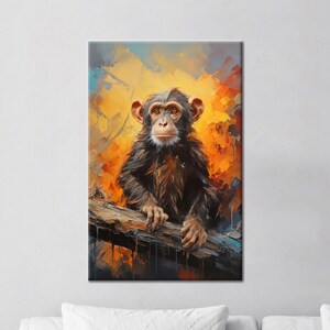 Abstrakte Kunst, Acrylbilder auf Leinwand, Affe, Affe, Baby Affe, moderne Kunst, moderne Kunst, minimalistisches Kunstwerk,
