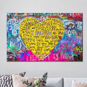 Banksy Canvas Art, Love Wall Decor, Banksy Graffiti, I Love You Art,  Canvas Art Decor, Framed Canvas Art, Wall Hanging Canvas Art,