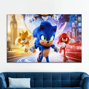 Arte moderna su tela, decorazione artistica di Sonic 3, arte per la casa, arte murale delle ombre, decorazione poster di Sonic 3,