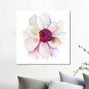 Impresión de pintura de acuarela, arte en lienzo blanco, decoración de pared blanca, arte de póster rosa, arte de lienzo abstracto, arte de póster moderno, arte de lienzo enmarcado