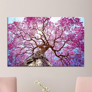 Lila Baum Kunst, Natur Landschaft, Baum Leinwand Kunst, Baum Landschaft, Blätter Wand-Dekor, Herbst Kunstwerk, Lila Baum Poster, Wohnkultur Kunst
