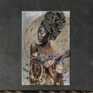 Woman Canvas Art, Luxury Art Decor, Fashion Wall Art, Girl Room Decor, Black Woman Art, Framed Canvas Art, Modern Art Decor, African Art,