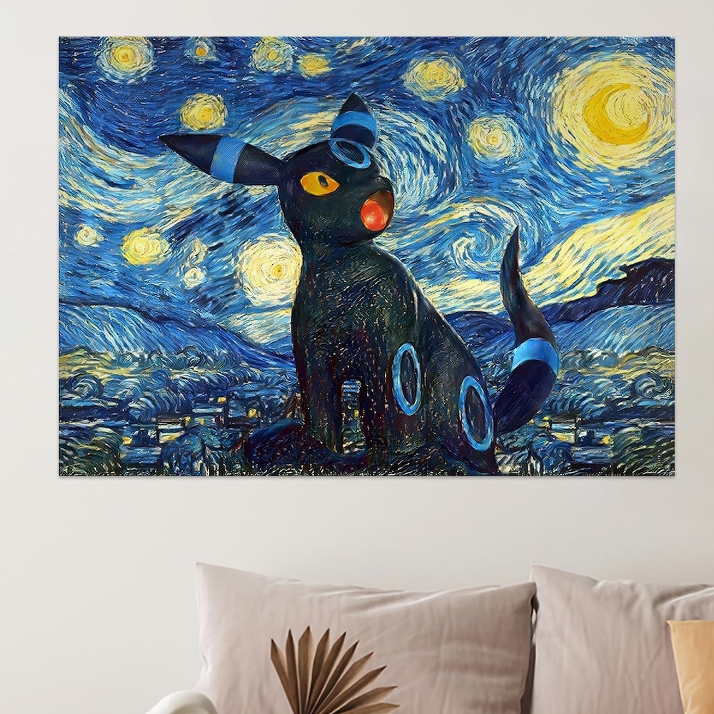 Umbreon Poster, Blastoise Wall Art, Charizard Canvas, Starry Night Wall Art, Japanese Anime Canvas, Kids Room Decor, Pokemon Anime Poster Bespoketshirt Collections