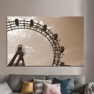 Amusement Park Art, Park Landscape, Modern Canvas Art, Office Wall Decor, Trendy Wall Art, Ferris Wheel Art, Canvas Wall Art