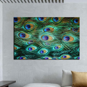 Peacock Feather, Peacock Canvas Art, Feather Wall Art, Colorful Feather, Modern Art Decor, Trendy Canvas Art, Modern Wall Art, Framed Art,