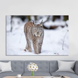 Cat Canvas Art, Wolf Cat Art Decor, Winter Wall Decor, Wild Animal Art, Framed Canvas Art, Animal Canvas Art, Home Decor Art, Canvas Art