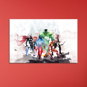 Marvel Leinwand Kunst, Superhelden Wandkunst, Captain America Kunst, Moderne Leinwandkunst, Cartoon Wandkunst, Abstrakt, Zeitgenössisch, Jungenzimmer,
