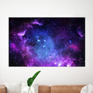 Sky Canvas Art, Sky Landscape, Starry Sky, Galaxy Canvas Decor, Galaxy Landscape, Space Wall Decor, Canvas Wall Art, Framed Art Decor,