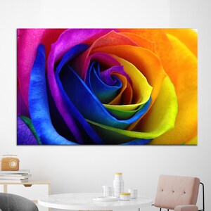 Arte en lienzo de rosas, decoración artística colorida, regalo para amantes de las rosas, decoración de pared moderna, arte de póster de moda, arte de rosas coloridas, decoración de póster de rosas,