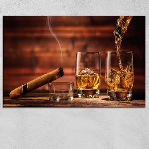 Grandma Gift Personalized, Loft Canvas Poster, 3D Wall Art, Modern Wall Hanging, Whiskey and Cigar Wall Decor, Man Cave Canvas, Gifts,