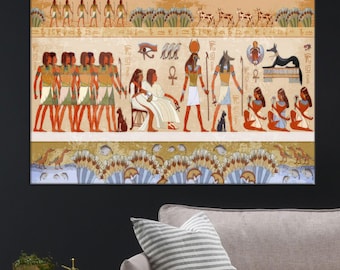古代エジプトの象形文字キャンバスウォールアート、ファラオの神々と
