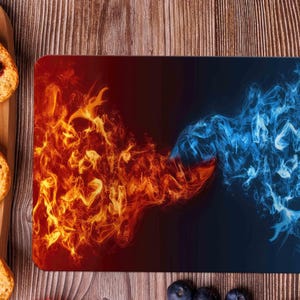 Ice Heat Serving Board, Red Vs Blue Chopping Board, Modern Chopping Board, Abstract Fire and Ice Chopping Board, Kitchenware,