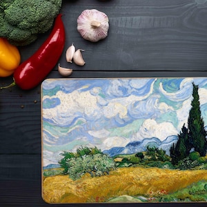Wheat Field with Cypresses Serving Board, Famous Chopping Board, Van Gogh Serving Board, Landscape Serving Board, Chopping Board,