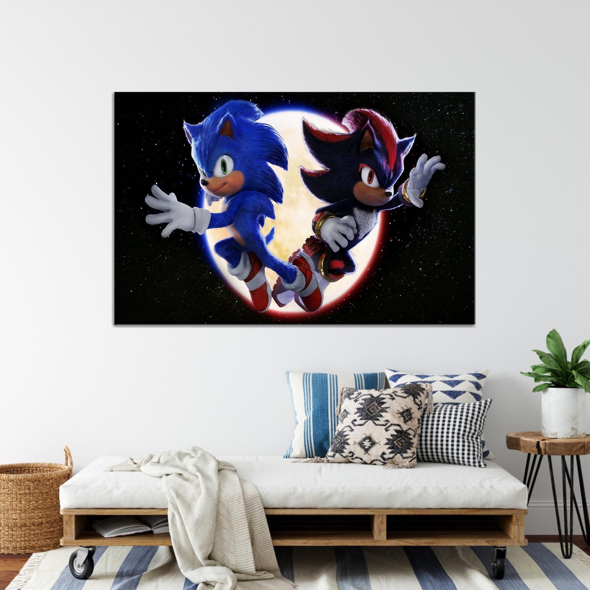 Sonic 3 Canvas Art, Kids Room Decor, Modern Wall Art, Shadow Art Decor, Wall Decor, Home Decor Art, Framed Canvas Art, Poster Art Decor