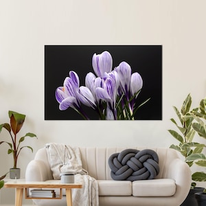 Crocus Lover Gift, Purple Canvas Art, Purple Flower Art, Modern Poster Decor, Luxury, Canvas Art, Floral Canvas Decor,Home Decor Art