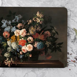 Flowers Serving Board, Modern Serving Board, Modern Floral Cutting Board, Floral Serving Board, Glass Chopping Board,