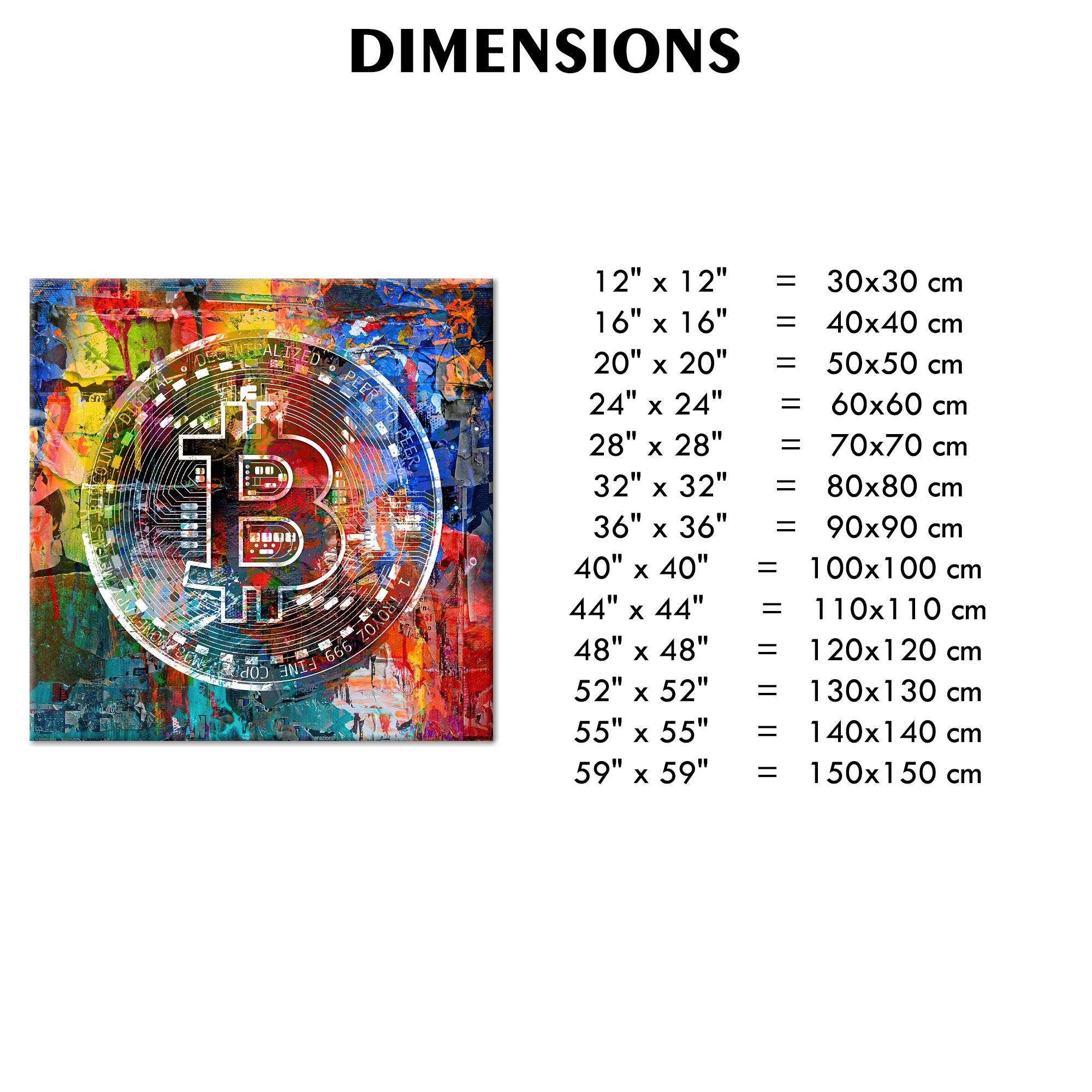 ビットコイン暗号キャンバスウォールアート、鮮やかな抽象デジタル通貨プリント、カラフルな暗号通貨ポスター、モダンなブロックチェーン装飾 - Etsy 日本