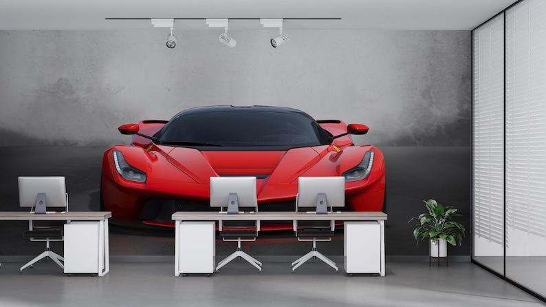 Red Supercar Wall Mural, Iconic Ferrari Style Sports Car Wallpaper ...