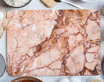 Tabla de cortar de mármol rosa, tabla de servir de mármol rosa y marrón, tabla de cortar de mármol, tabla de cortar de mármol dorado, vidrio templado,