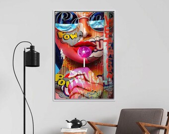 Woman Canvas Art, Woman Graffiti Art, Girl Room Decor, Sexy Woman Art, Modern Canvas Decor, Trendy Wall Decor, Luxury Canvas Art,