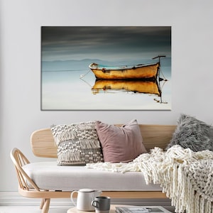 Boat Landscape, Sea Landscape, Coastal Canvas Art, Landscape Wall Art, Sea Canvas Art, Modern Canvas Art, Framed Canvas Art, Canvas Art