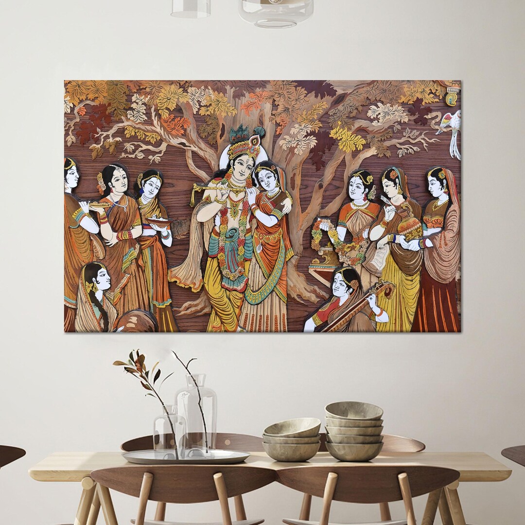 Indian Wall Art, Radha Krishna , Indian Gods, Hindu Canvas Art ...