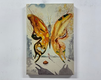 Salvador Dali Venus Butterfly, Salvador Dali Art, Butterfly Wall Decor, Yellow Canvas Art, Modern Wall Art, Abstract Canvas, Home Decor,