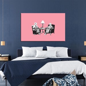 Arte de pared de abuelas, decoración de lienzo de abuela, grafiti de abuela, decoración de arte rosa, arte de póster rosa, decoración de pared de dormitorio, decoración de arte de lienzo enmarcado,