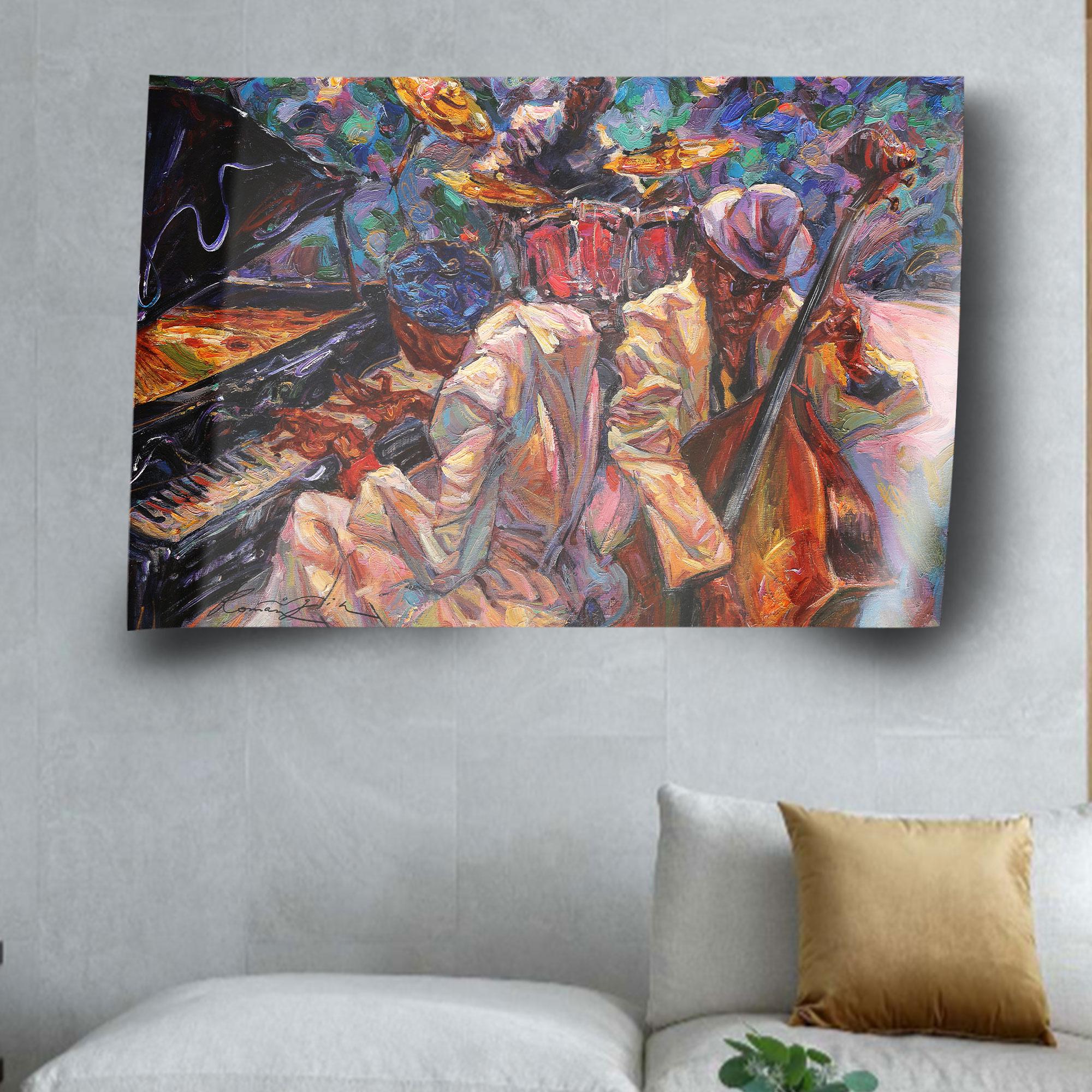 Abstract Musicians Jazz Musicians Abstract Canvas Poster, Colorful Expressionist Music ...