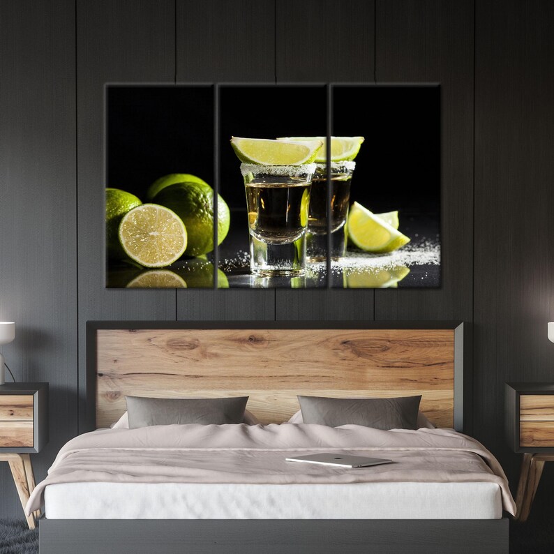 Bar Wall Art Decor, Pub Canvas Art, Shot And Lemon Art, Kitchen Decor Art, Lemon And Shot Poster, Lemon Canvas Art, Framed Canvas Art 3P-Gallery Wrapped