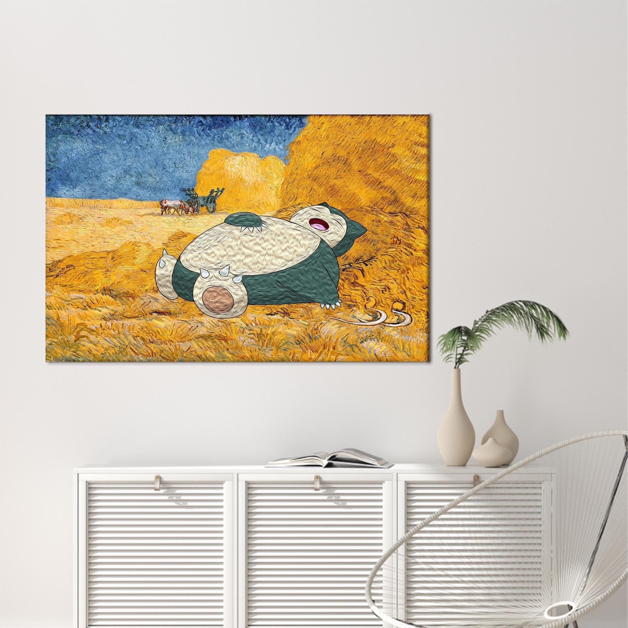 Snorlax Poster, Japanese Anime Canvas, Rest From Work Poster