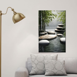 Moderne muur hangen, kerstdecoratiekunst, landschapsdoek, Zen Stones 3D-canvas, Japans muurdecor, cadeaus bruidsmeisje, 3D-muurkunst