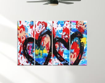 ハートのグラフィティ、ハートのキャンバスアート、ラブアート