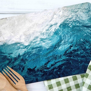 Landscape Chopping Board, Blue Tones Chopping Board, Ocean Water Cutting Board, Blue Serving Board, Custom Chopping Board,