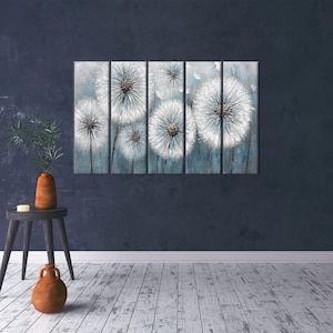 Modern Canvas Art, Trendy Canvas Art, Dandelion Lover Gift, Abstract Dandelion, Dandelion Poster, Canvas Wall Art, Framed Canvas Art