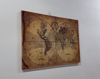 1931年の世界地図キャンバスプリント：ヴィンテージスタイルの額入り