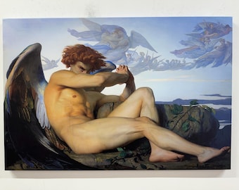 Arte murale raffigurante un uomo caduto, arte su vetro raffigurante un uomo nudo, Alexandre Cabanel, decorazioni su tela Cabanel, decorazioni artistiche classiche, poster artistici raffiguranti un angelo, Conremporay,