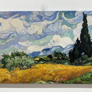 Van Gogh Leinwandkunst - Weizenfeld mit Zypressen Druck, klassisches Fine Art Dekor, gerahmte Leinwand Gemälde, Vincent Van Gogh Reproduktion Geschenk